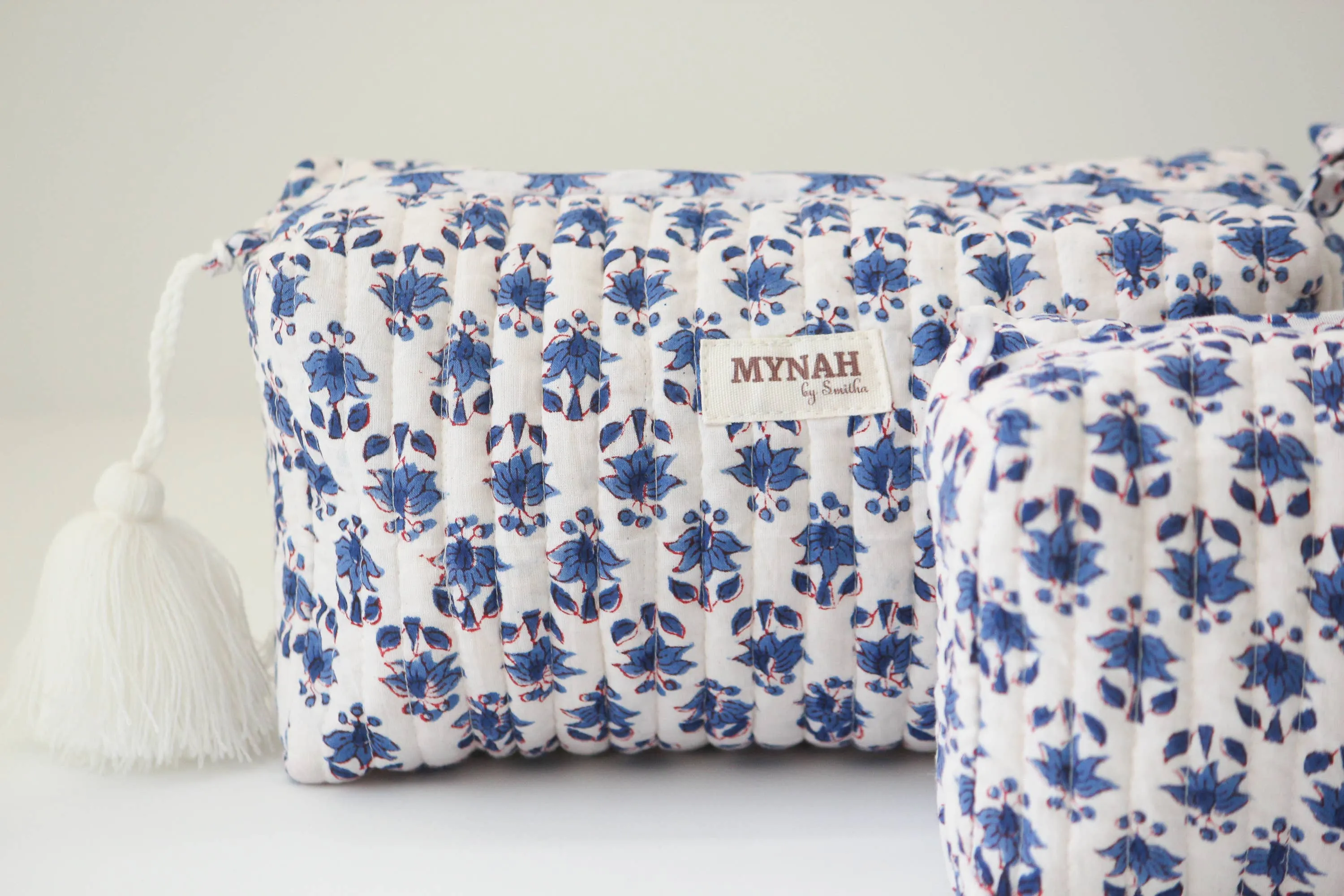 Blue Bonnet Floral Print Travel Cosmetic Bag
