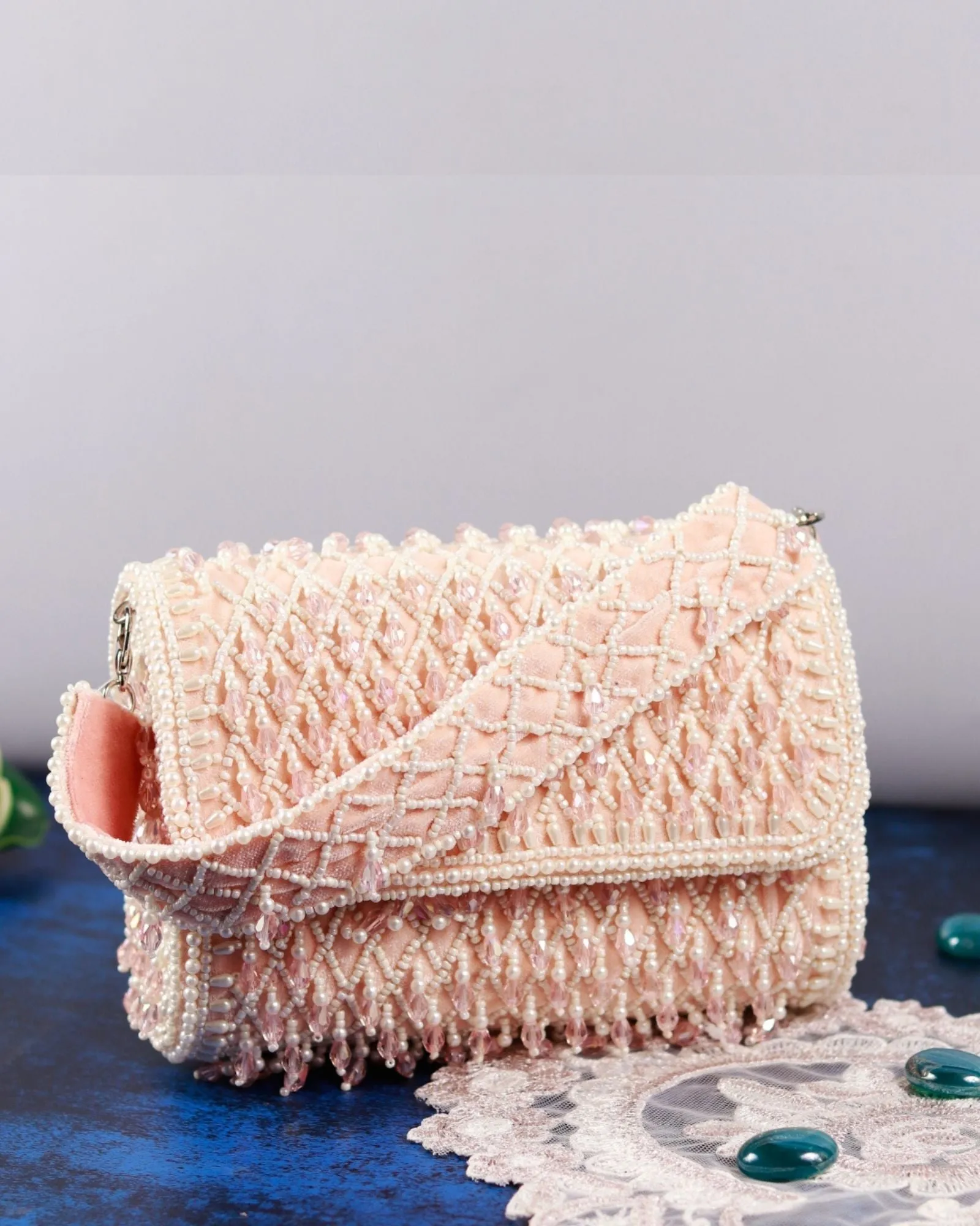 Blush Flap over Clutch Bag