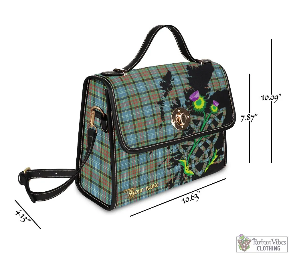 Brisbane Tartan Waterproof Canvas Bag with Scotland Map and Thistle Celtic Accents