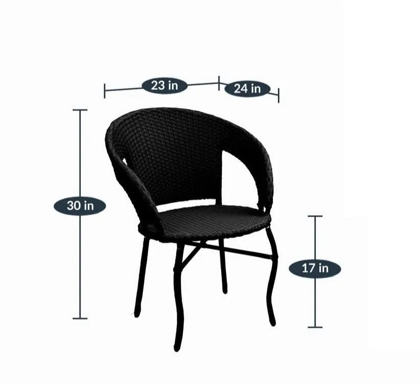 BRISHI Garden Patio Seating Chair and Table Set Outdoor Balcony Garden Coffee Table Set Furniture with 1 Table and 2 Chairs Set (Black)