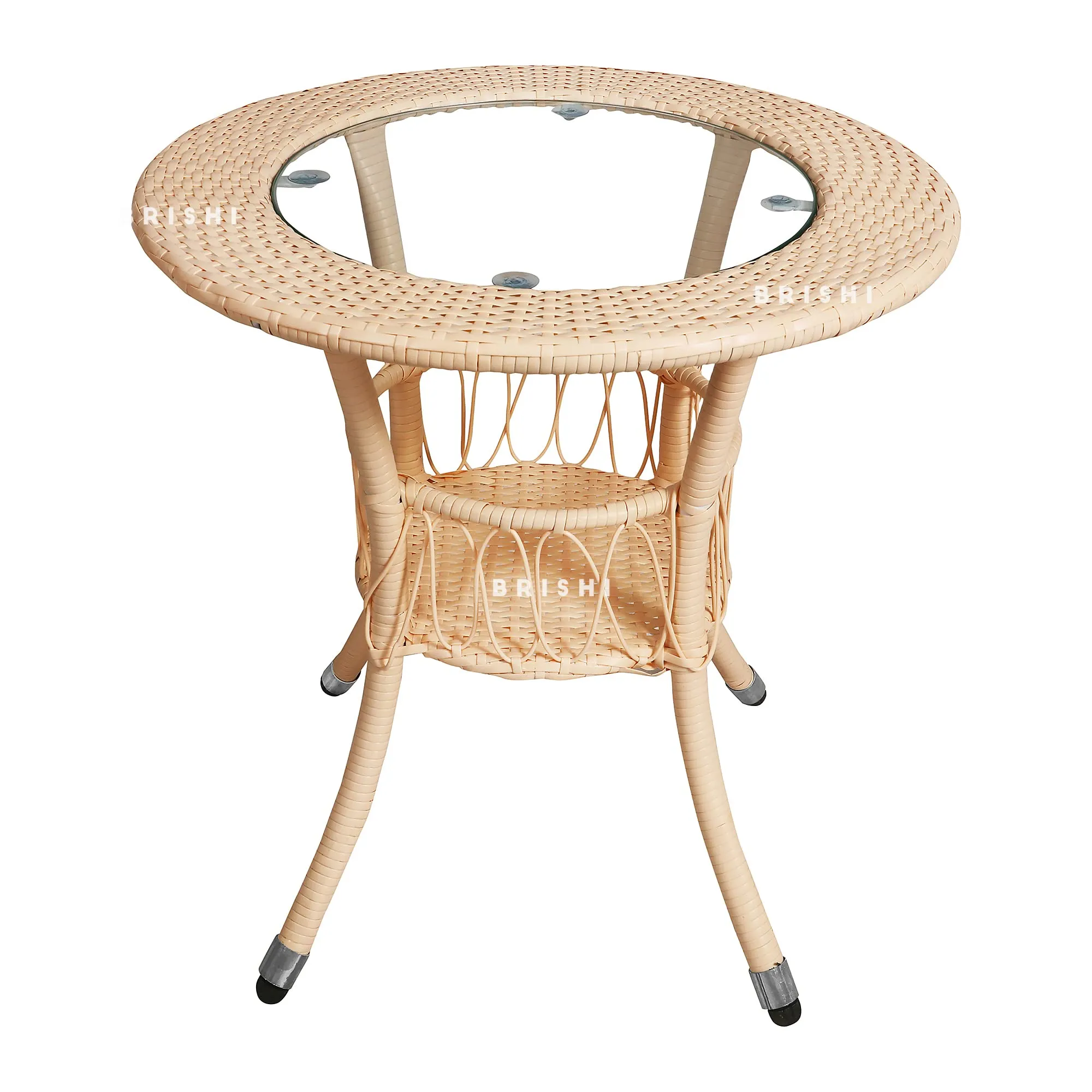 BRISHI Garden Patio Seating Chair and Table Set Outdoor Balcony Garden Coffee Table Set Furniture with 1 Table and 2 Chairs Set (Cream)