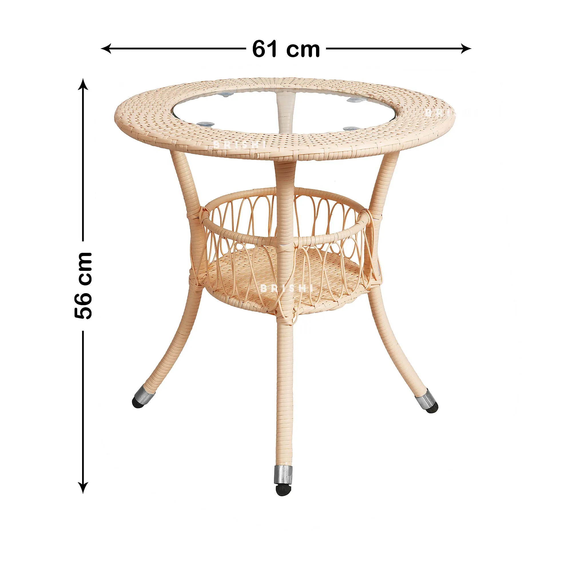 BRISHI Garden Patio Seating Chair and Table Set Outdoor Balcony Garden Coffee Table Set Furniture with 1 Table and 2 Chairs Set (Cream)