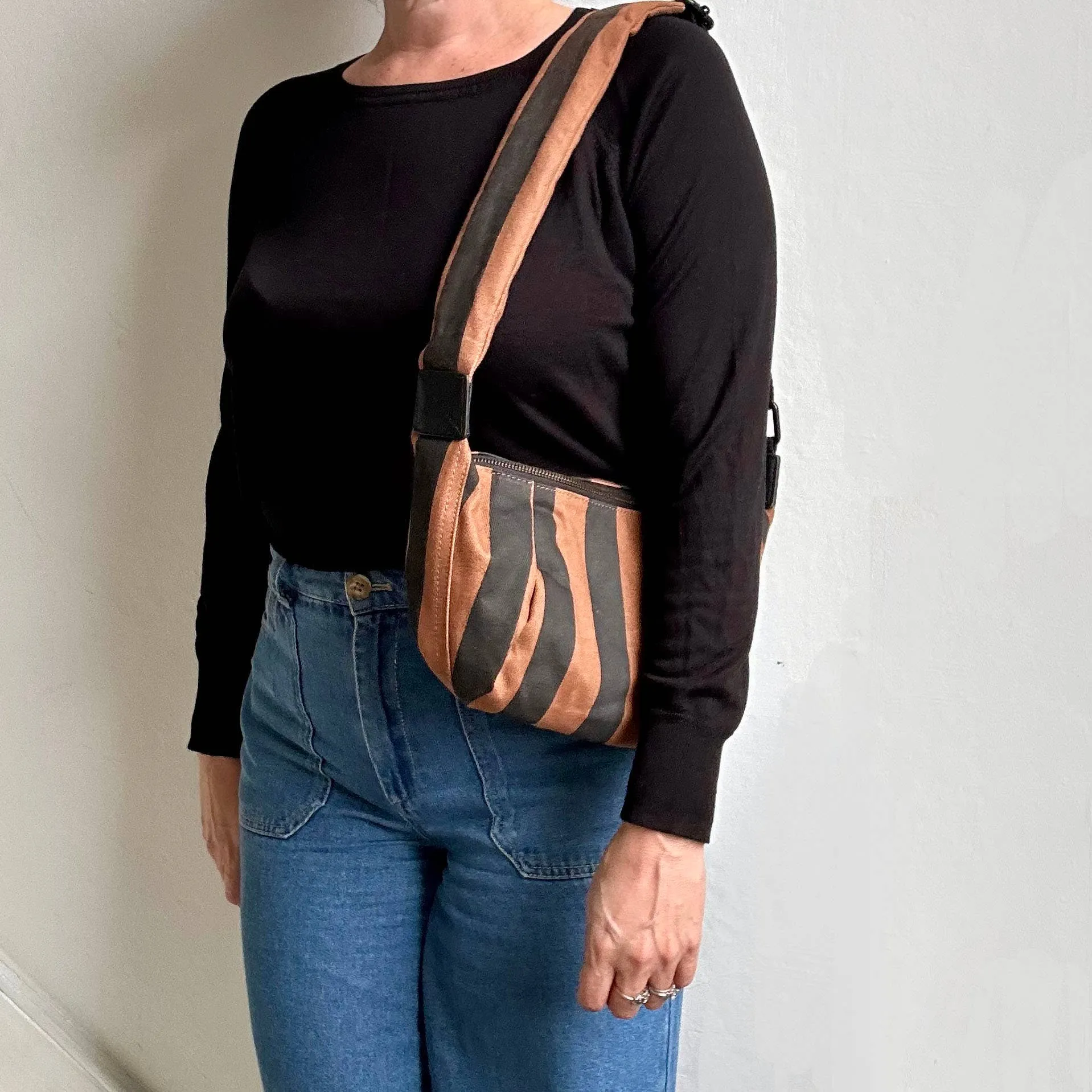 Brixton Stripe Print Small Sling Bag