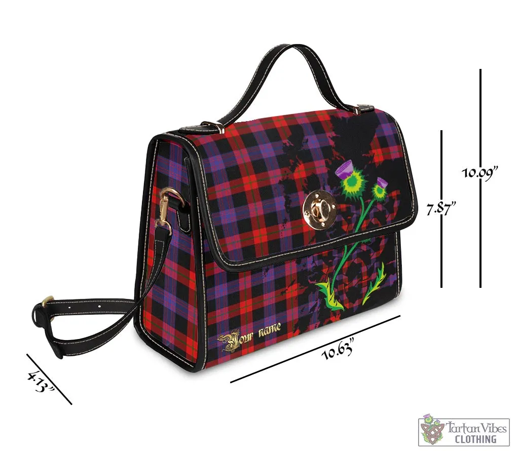 Broun Modern Tartan Waterproof Canvas Bag with Scotland Map and Thistle Celtic Accents