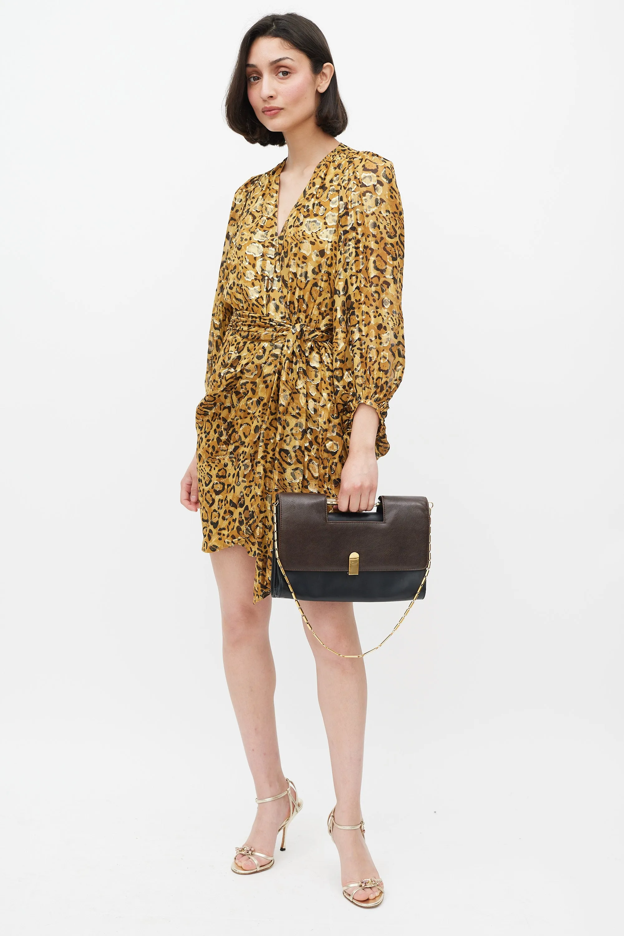 Brown & Black Leather Flap Bag