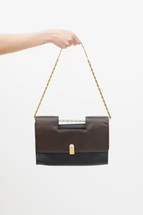 Brown & Black Leather Flap Bag