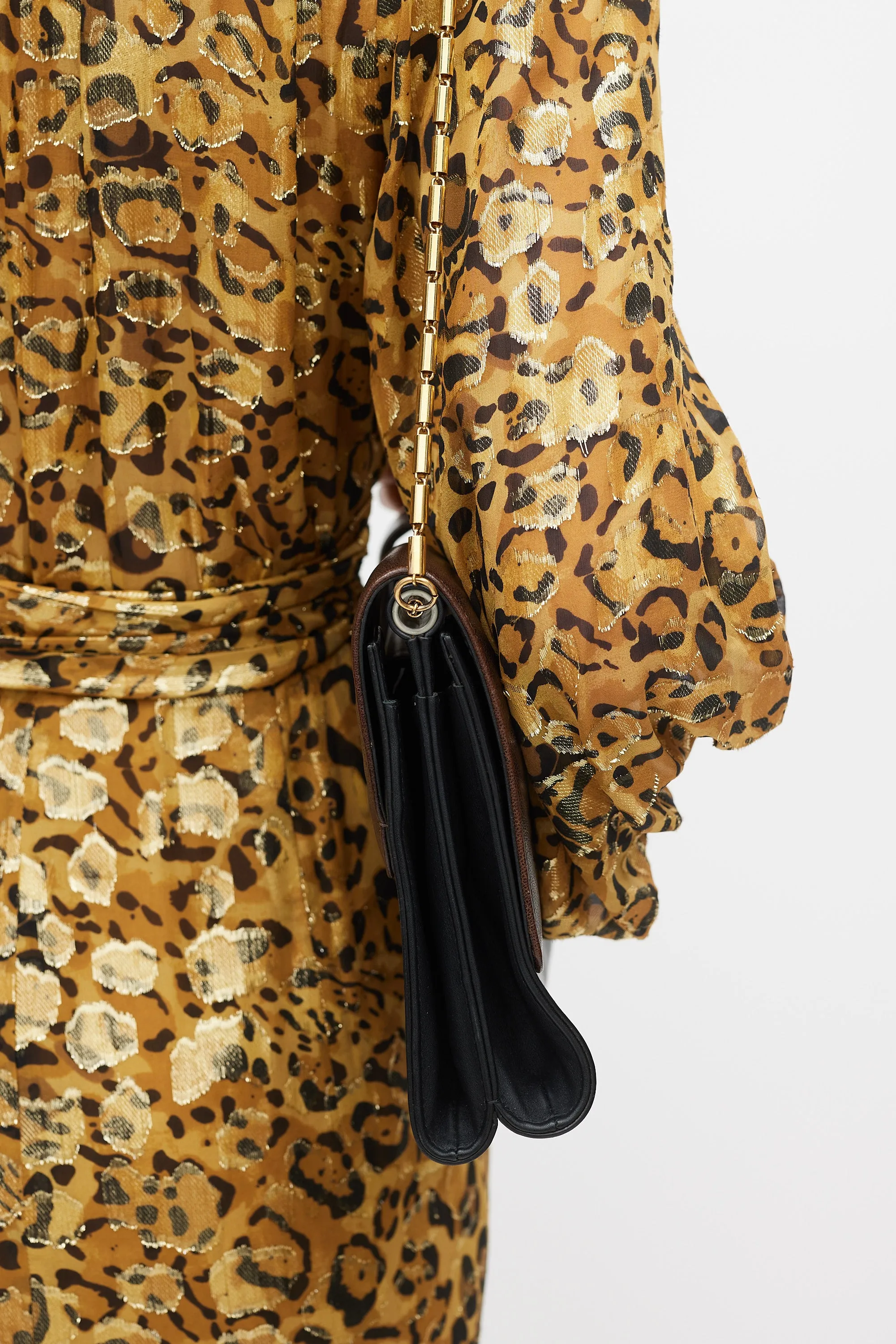 Brown & Black Leather Flap Bag