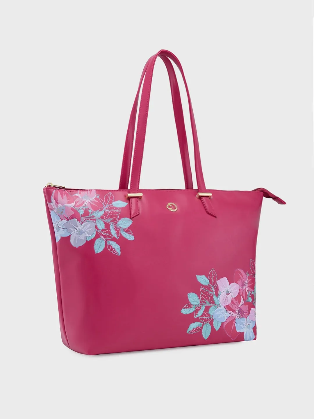 Caprese Shanaya Tote Large Printed Womens Office Handbag Burgundy