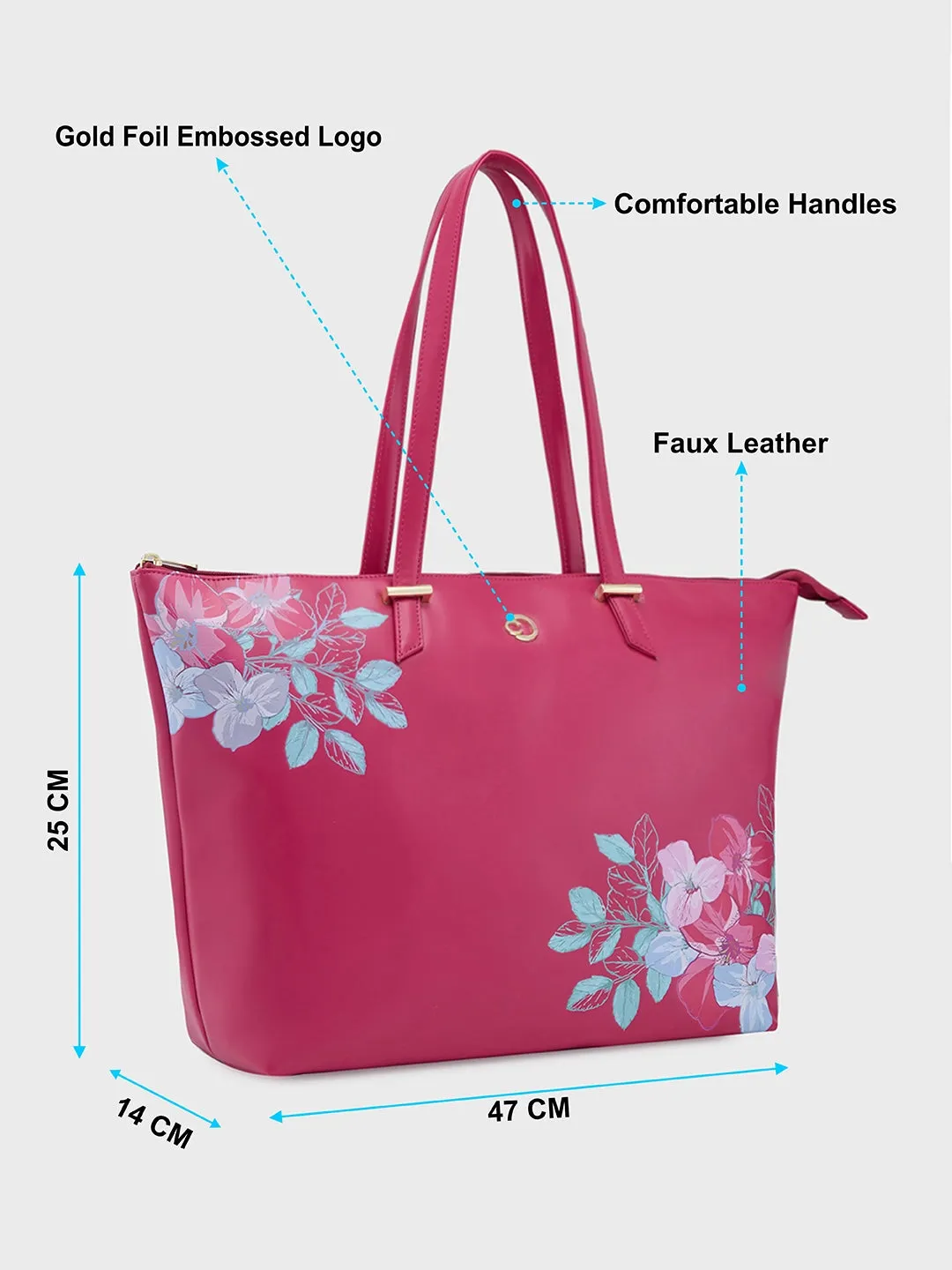 Caprese Shanaya Tote Large Printed Womens Office Handbag Burgundy