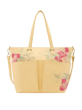 Caprese Shanaya Tote Medium Printed Womens Office Handbag Yellow