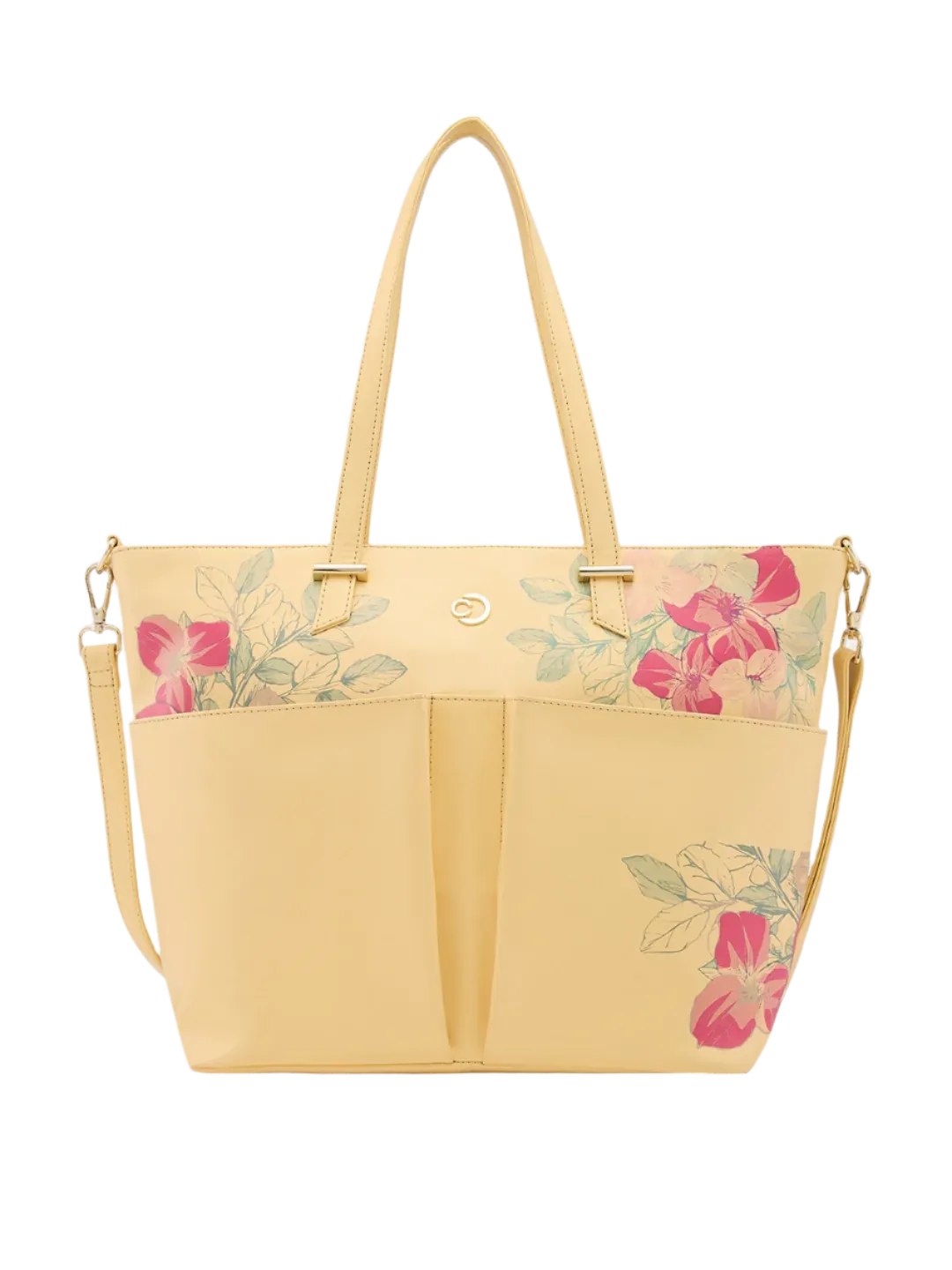 Caprese Shanaya Tote Medium Printed Womens Office Handbag Yellow