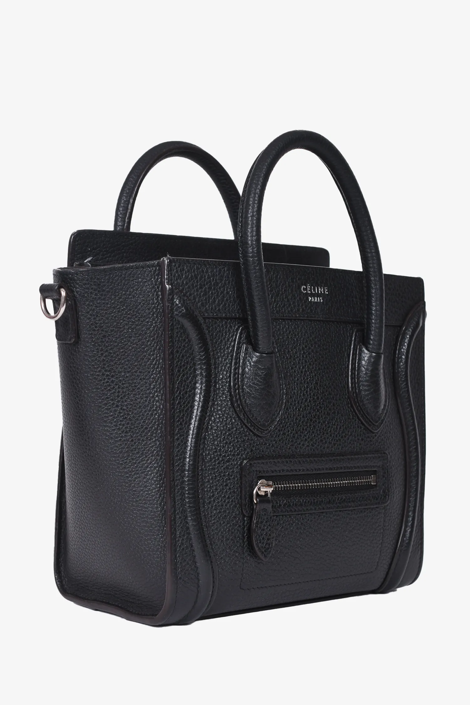 Celine 2014 Black Leather Nano Luggage Bag with Strap