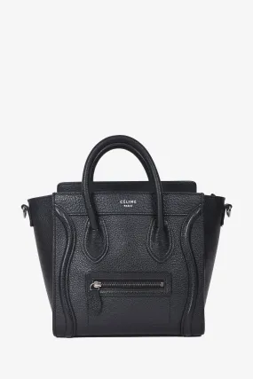 Celine 2014 Black Leather Nano Luggage Bag with Strap