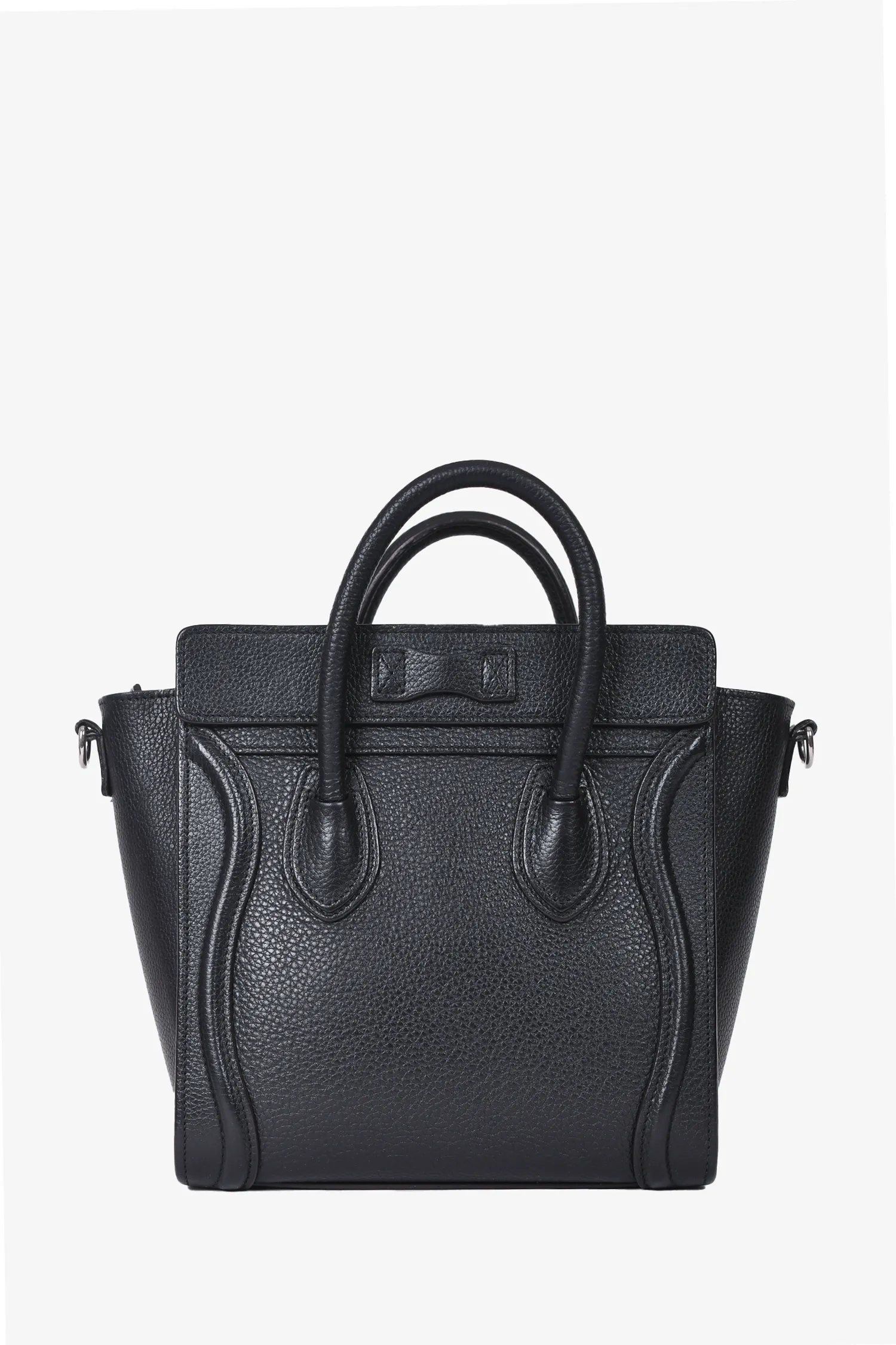 Celine 2014 Black Leather Nano Luggage Bag with Strap