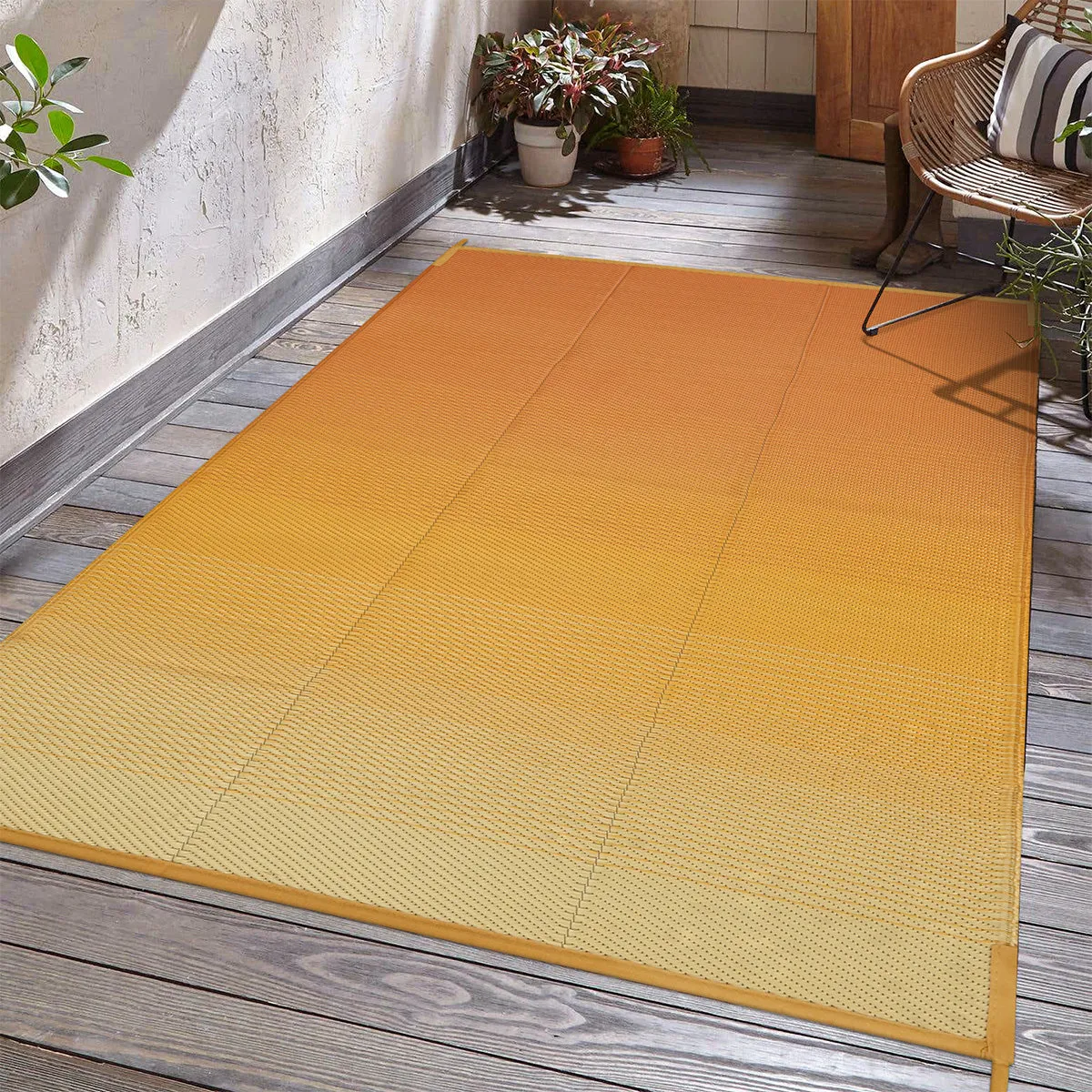 Cheney Reversible Camping Orange Waterproof Outdoor Rugs for Patios