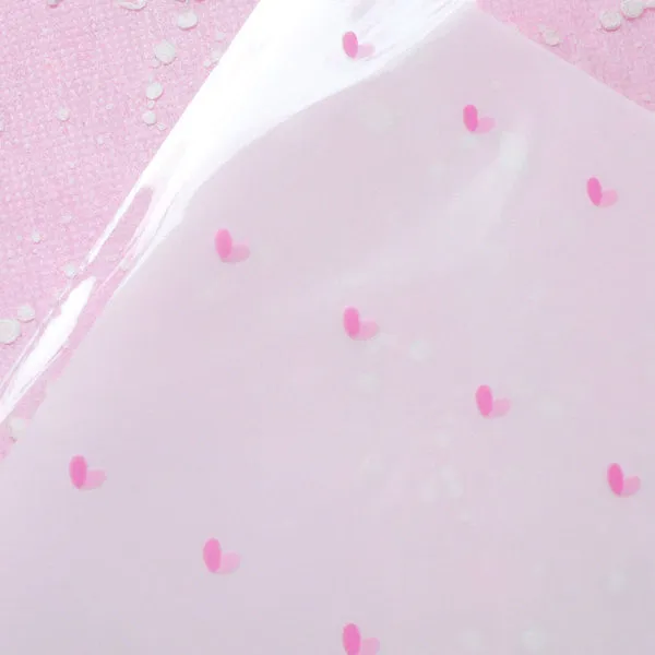 Colorful Pink Heart Pattern Gift Bags (20 pcs) Kawaii Self Adhesive Resealable Clear Plastic Gift Wrapping Bags (9.9cm x 10.9cm) GB025