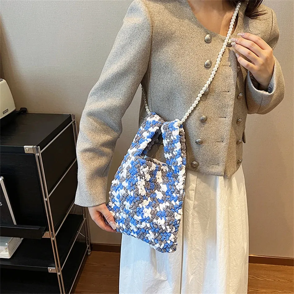Delani Pearl Strap Bohemian Print Knit Bags