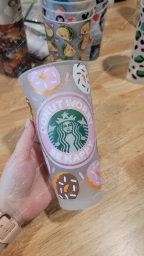 Donut worry cold cup logo
