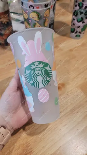 Easter gnomes cold cup logo
