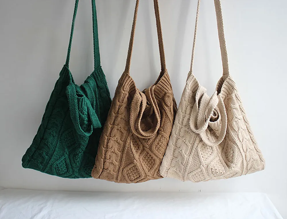 Elena Handbags Large Knit Fashion Shoulder Bag