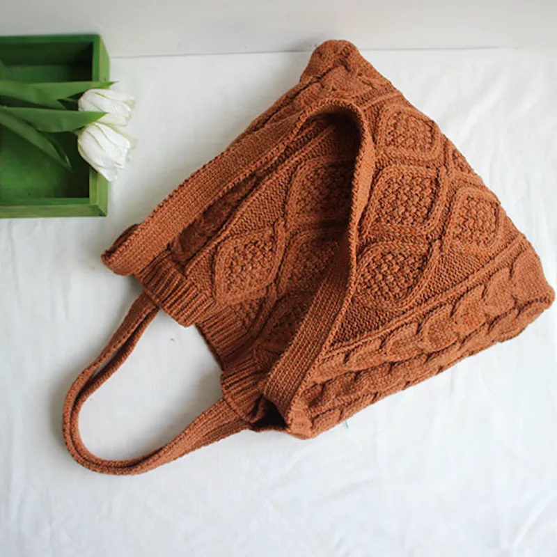 Elena Handbags Large Knit Fashion Shoulder Bag
