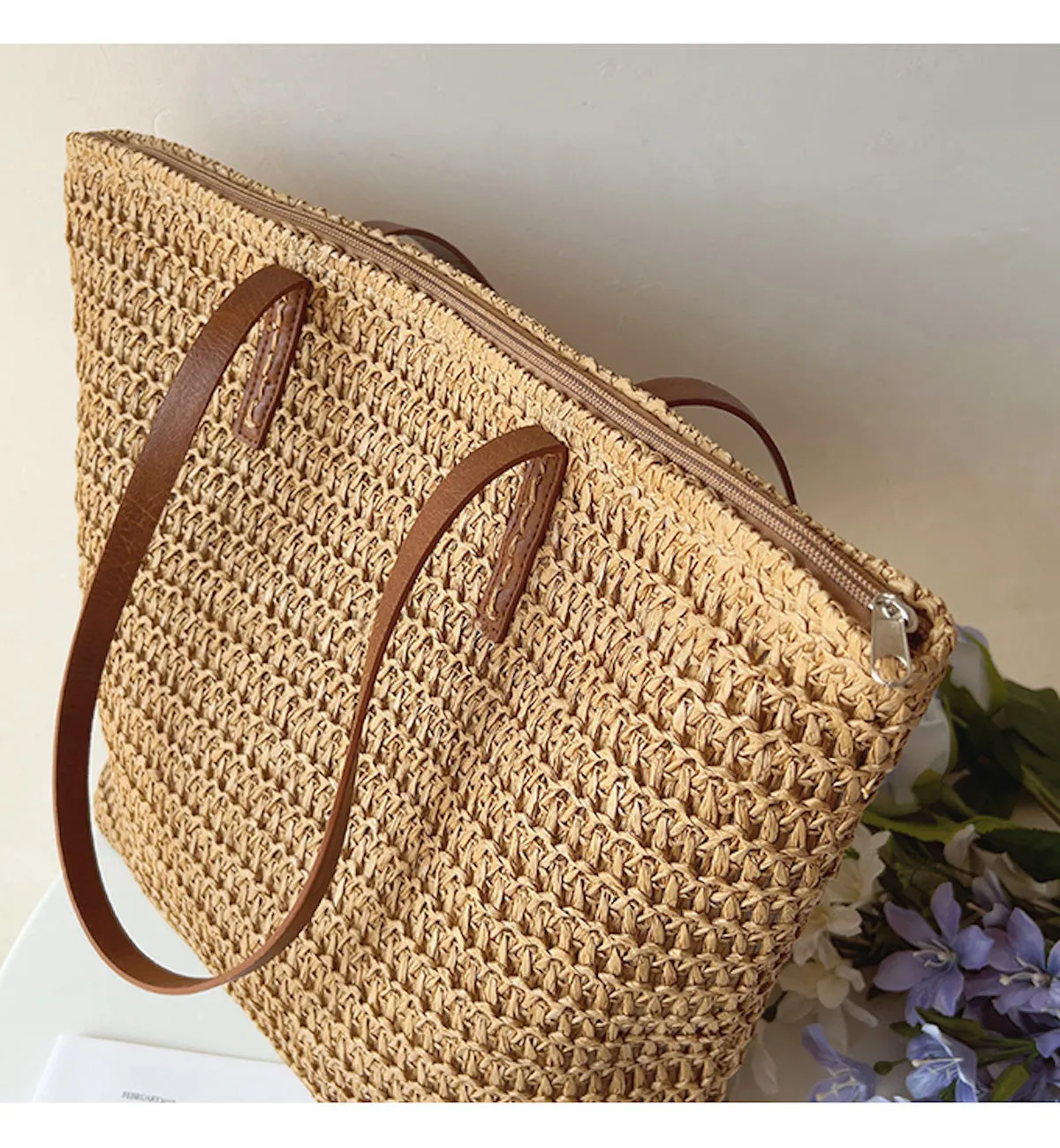 Elena Handbags Straw Woven Tote