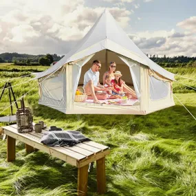 essential Outdoor Canopy Canvas Bell Tent/Tent Pop-Up Shelter with Mosquito and UV Protection for Camping or Backyard