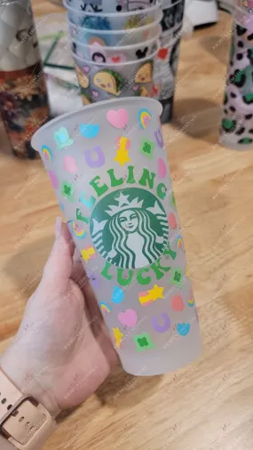 Feeling lucky cold cup logo
