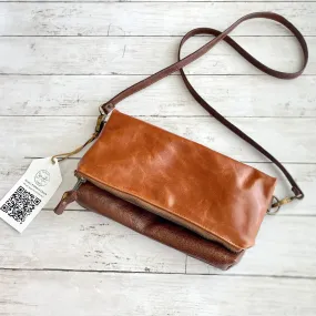 Foldover Clutch in Cognac, Chestnut