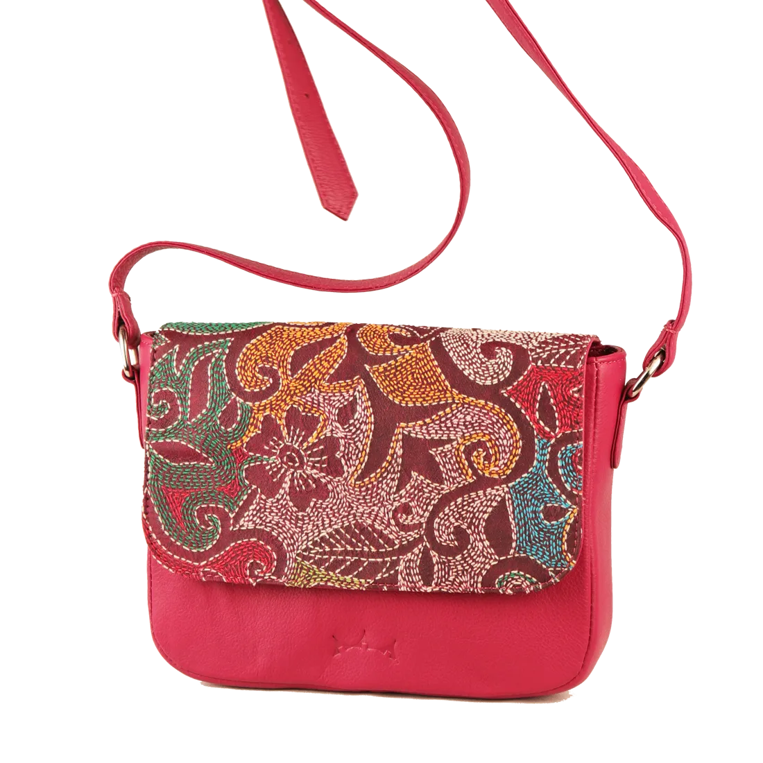 Genuine Leather Handcrafted Sling Bag Women (Cranberry)