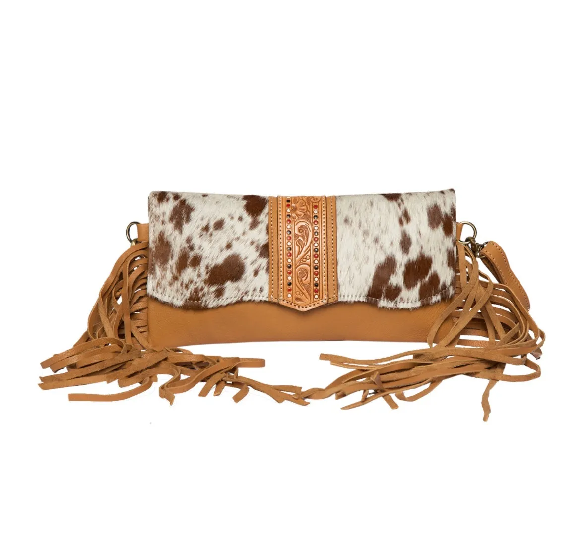 Hand Painted Tooled Leather Cowhide Bag