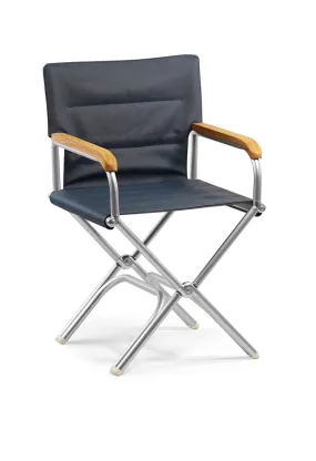 High-End Folding Aluminum Boat Chair with Teak Armrests-A6000UNIT