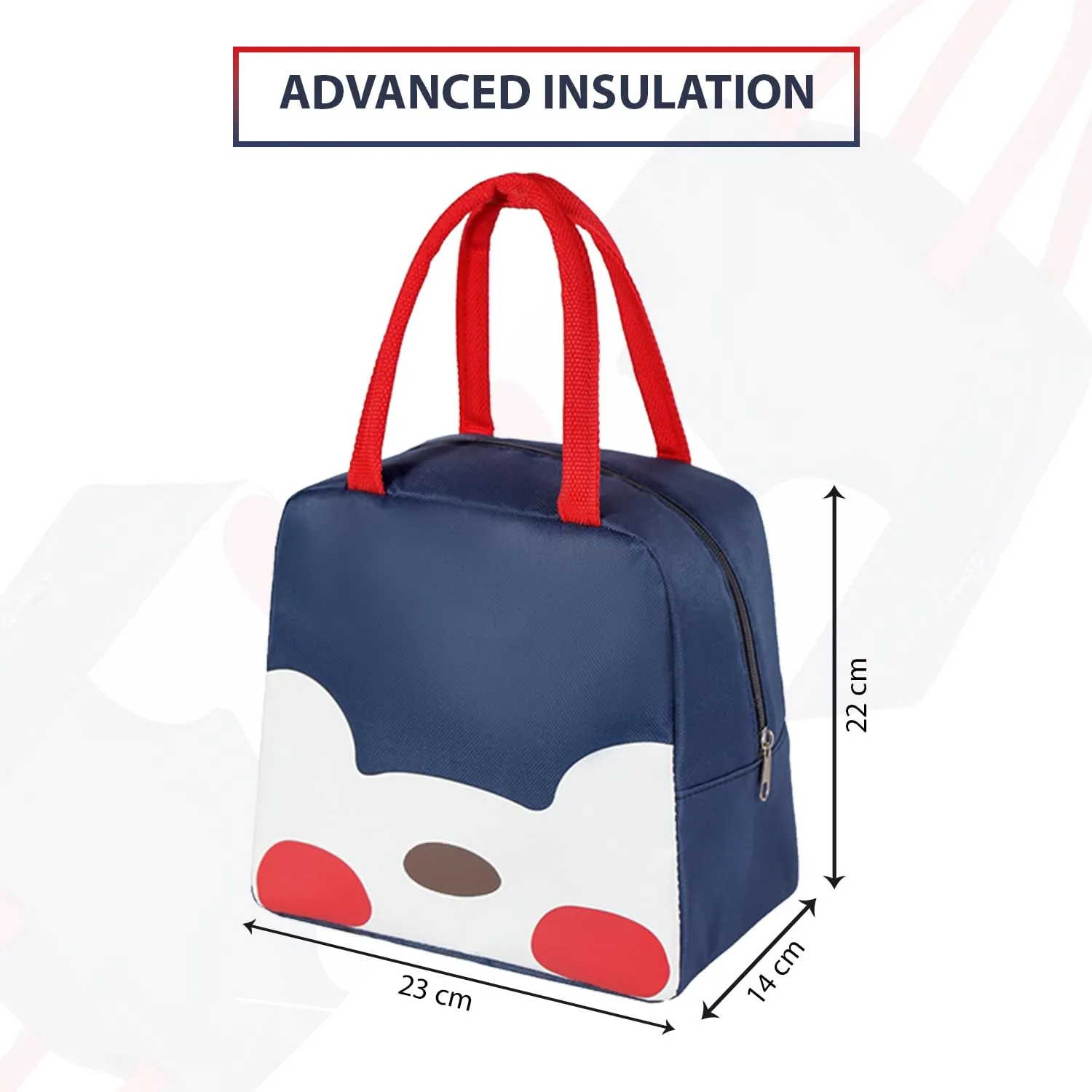 Homestic Lunch Bag | Lunch Bag for Office | Lunch Bag for College | Reusable Lunch Bag | Lunch Bag for Adults | Tiffin Lunch Bag with Handle | Printed | LYN11-NVY | Navy Blue
