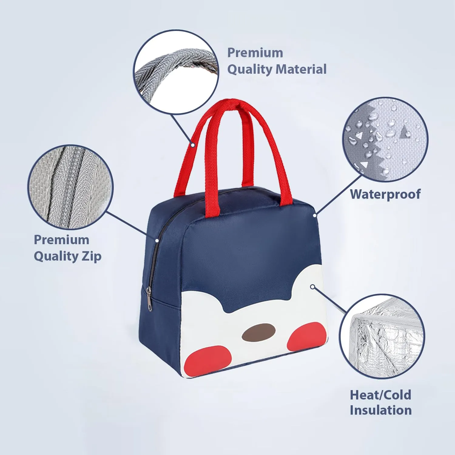 Homestic Lunch Bag | Lunch Bag for Office | Lunch Bag for College | Reusable Lunch Bag | Lunch Bag for Adults | Tiffin Lunch Bag with Handle | Printed | LYN11-NVY | Navy Blue