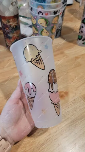 Ice cream on clear cold cup no logo