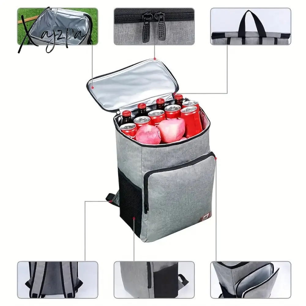 Insulated Backpack Cooler Bag - Leakproof, Soft-Sided, Waterproof, with Bottle Opener - Perfect for Travel, Camping, Work, Picnic, and Beach Trips