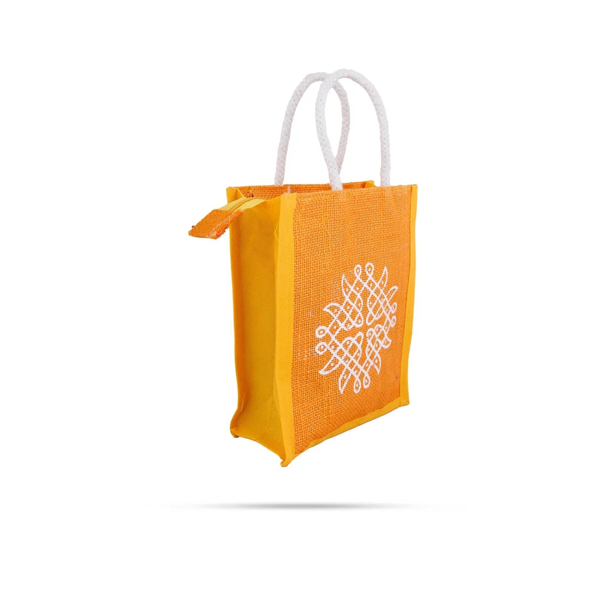 Jute Bag with Zip - 10 x 7 Inches | Handbag/ Tote Bag for Women/ Assorted Colours