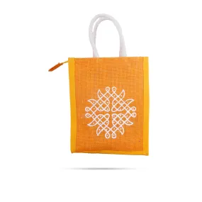 Jute Bag with Zip - 10 x 7 Inches | Handbag/ Tote Bag for Women/ Assorted Colours