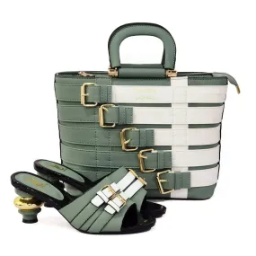 Kai™ | Metal Buckle Mid-heel Shoes With Large Bag Combination