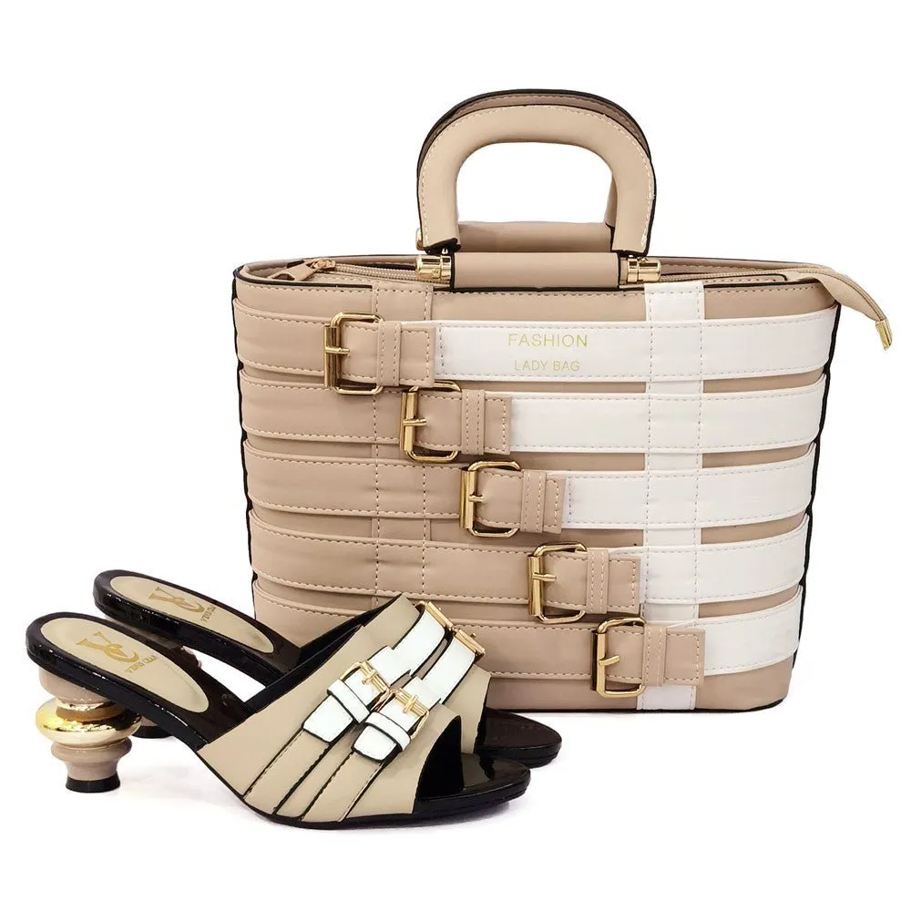 Kai™ | Metal Buckle Mid-heel Shoes With Large Bag Combination