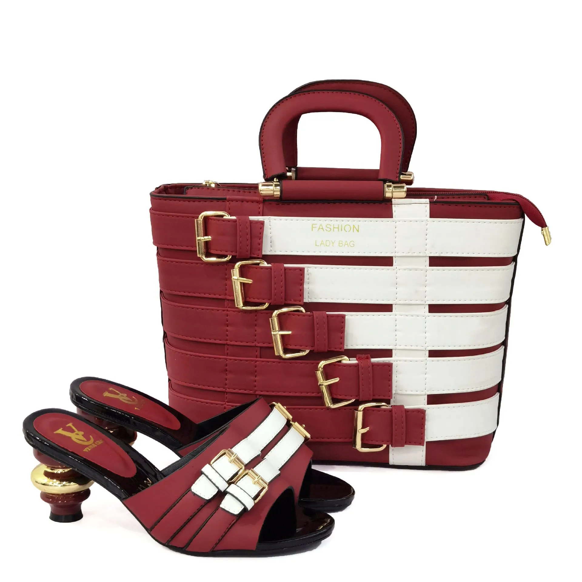 Kai™ | Metal Buckle Mid-heel Shoes With Large Bag Combination