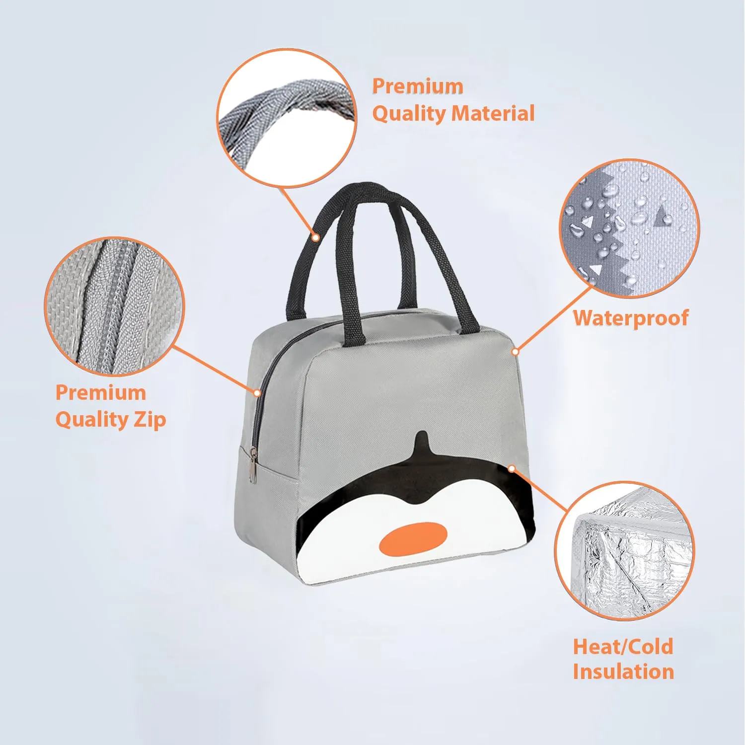 Kuber Industries Pack of 3 Lunch Bag | Lunch Bag for Office | Lunch Bag for College | Reusable Lunch Bag | Lunch Bag for Adults | Tiffin Lunch Bag with Handle | Printed | LYN11-GRY | Grey