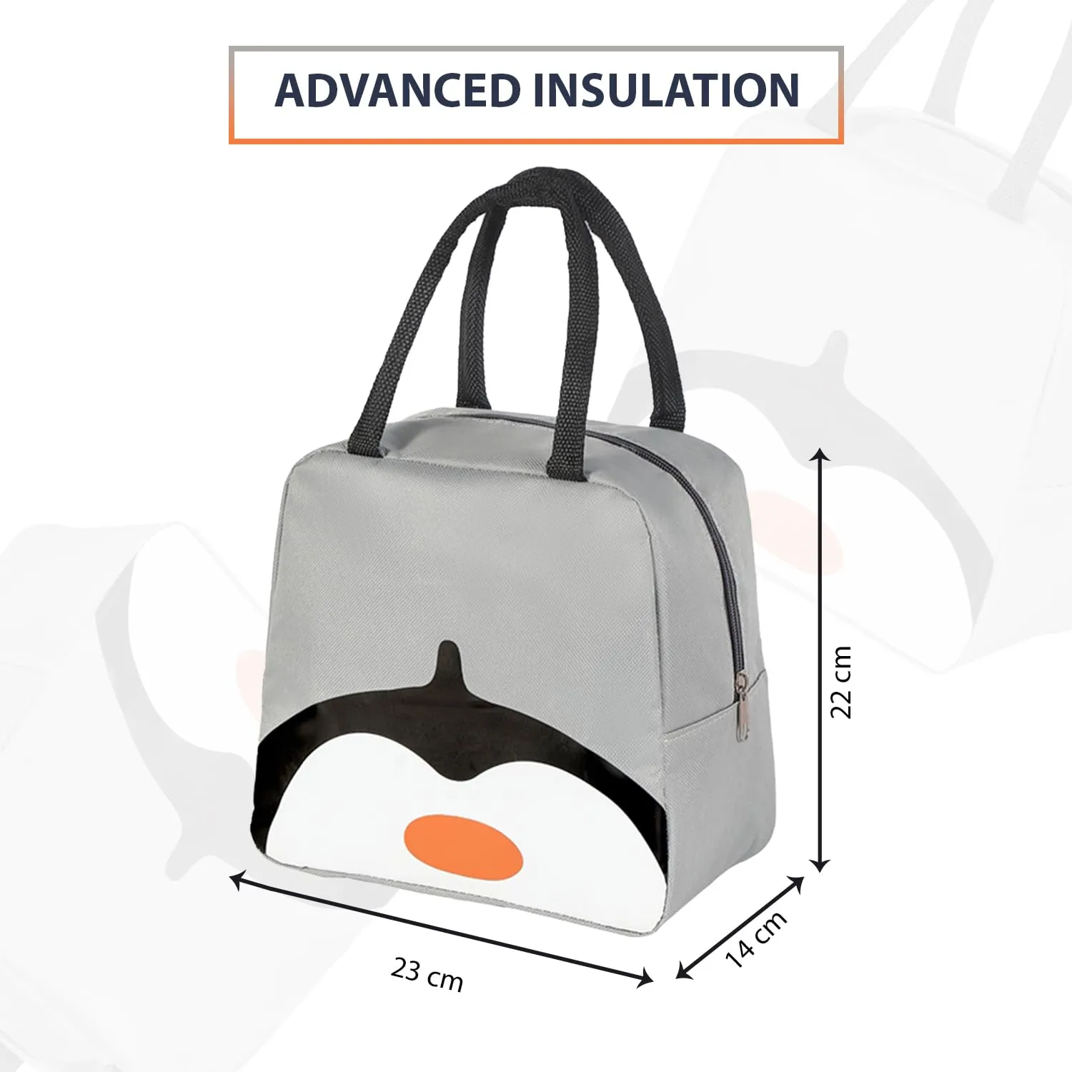Kuber Industries Pack of 3 Lunch Bag | Lunch Bag for Office | Lunch Bag for College | Reusable Lunch Bag | Lunch Bag for Adults | Tiffin Lunch Bag with Handle | Printed | LYN11-GRY | Grey