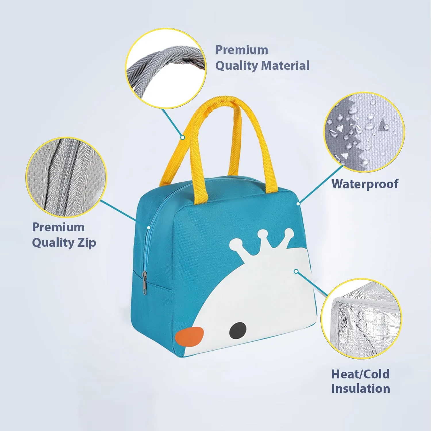 Kuber Industries Pack of 4 Lunch Bag | Lunch Bag for Office | Lunch Bag for College | Reusable Lunch Bag | Lunch Bag for Adults | Tiffin Lunch Bag with Handle | Printed | LYN11-TQE | Turquoise