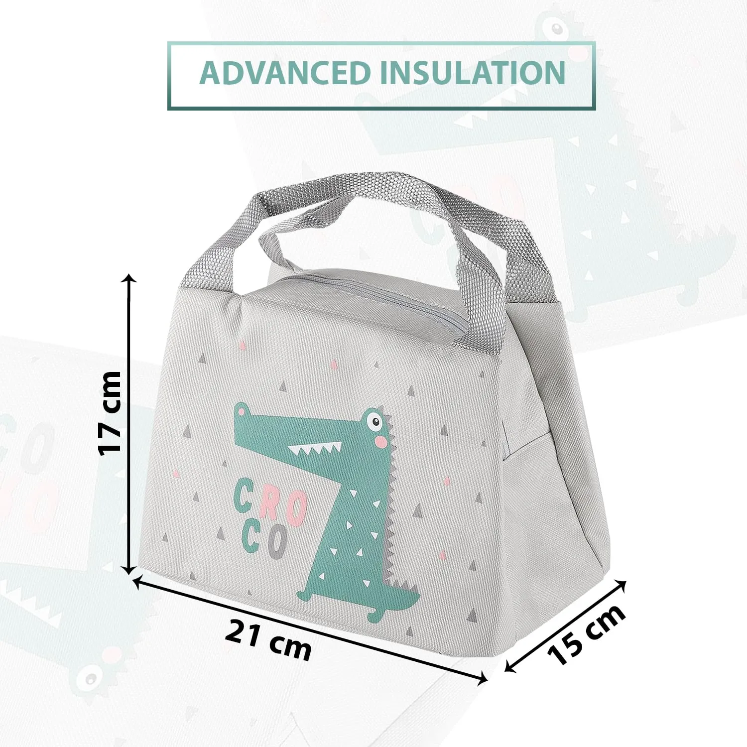 Kuber Industries Pack of 6 Lunch Bag | Lunch Bag for Office | Lunch Bag for College | Reusable Lunch Bag | Lunch Bag for Adults | Tiffin Lunch Bag with Handle | Printed | LYN04-WTE | White