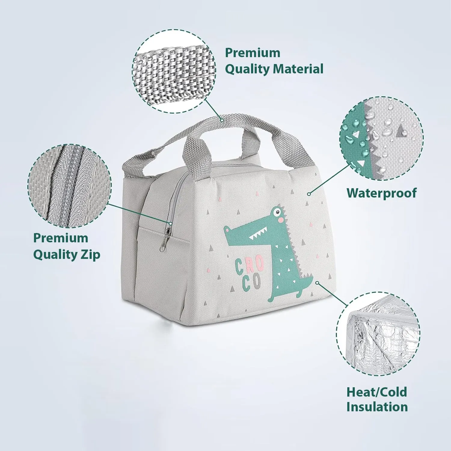 Kuber Industries Pack of 6 Lunch Bag | Lunch Bag for Office | Lunch Bag for College | Reusable Lunch Bag | Lunch Bag for Adults | Tiffin Lunch Bag with Handle | Printed | LYN04-WTE | White
