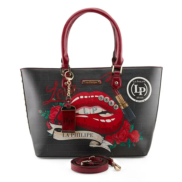 LA PHILIPE LP1021-16 RED LIPS HANDBAG-TOTE