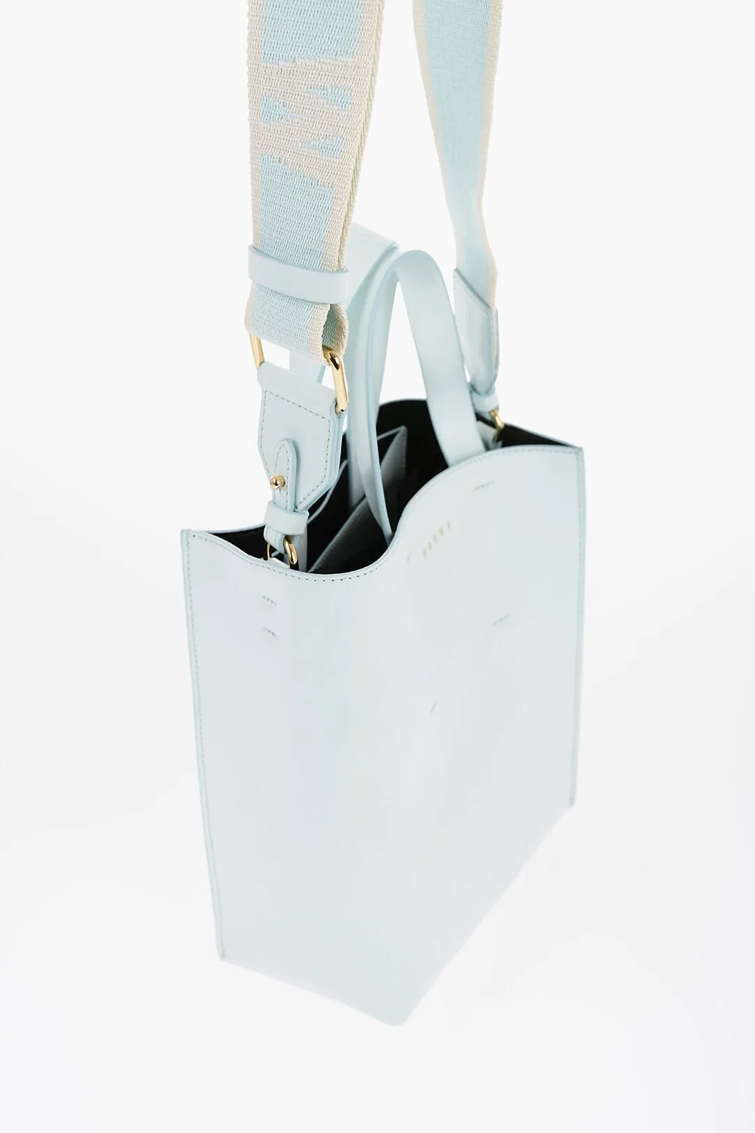 Marni Leather MUSEO Mini Tote Bag with Removable Shoulder Strap