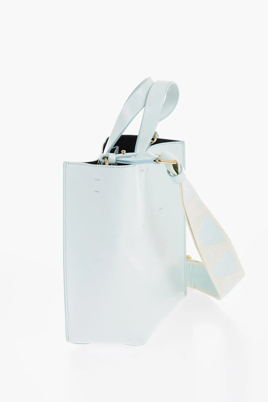 Marni Leather MUSEO Mini Tote Bag with Removable Shoulder Strap