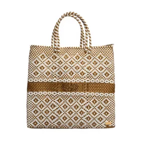 MEDIUM GOLD AZTEC STRIPE TOTE BAG